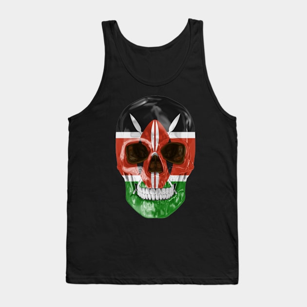 Kenya Flag Skull - Gift for Kenyan With Roots From Kenya Tank Top by Country Flags